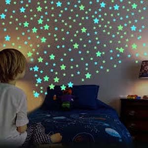 Pack of 100 - 3D Stars Glow In The Dark Wall Stickers