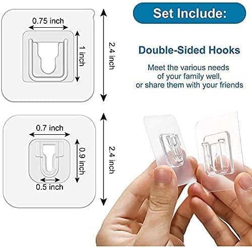 10 Pair Double-sided Adhesive Wall Hooks Suction Cup Hooks stick hook Heavy Duty Sticky Wall & Ceiling & Door Nail Free Clear Hook for Bathroom and Kitchen No Scratch Waterproof and Oilproof Sticker
