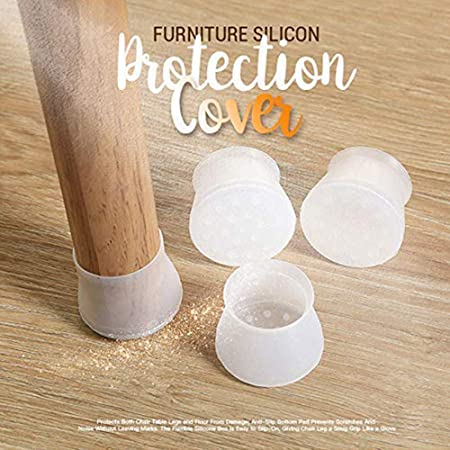 (Pack Of 4 Pcs) Table Chair Leg Silicone Cap Pad Furniture Non Slip Feet Cover Floor Protector Foot Bottom Pads Caps Rubber Home Decor And Wear Resistant Protective Covers Socks Protectors Round Cups Reusable Protection From Scratching