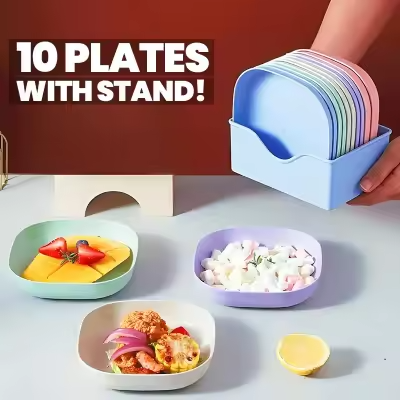 10Pcs Multi-function Spit Bone Dish Household Food Grade Plastic Spit Bone Dish Round Square Set Dining Table Garbage Plate